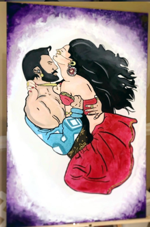 Graphic portrait of a couple in traditional attire